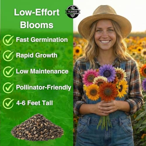 TLSSCO Sunflower Seeds for Planting (17 Varieties, Crazy Mixture), 549+ USA Premium Non-GMO Sunflower Seeds for Planting Indoor & Outdoor, Attracts Butterflies & Bees, Pack for 2026 — view 3