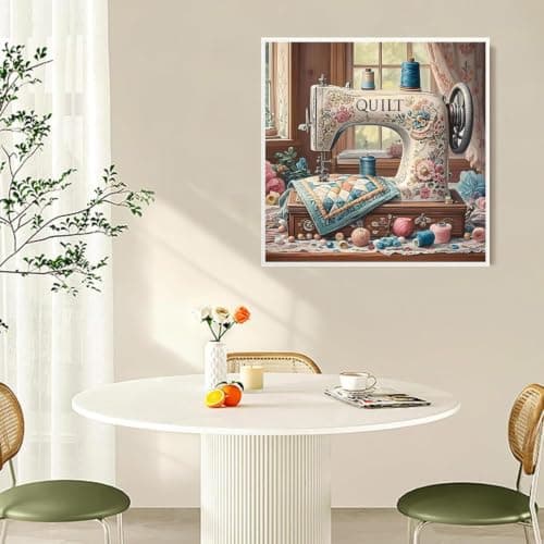 Accompany Wind Sewing Machine Diamond Art Painting Kits for Adults, Flower Diamond Dots Kits for Beginners, 5D DIY Round Full Drill Diamond Gem Art Craft for Home Decor Gift 14x14 inch — view 7