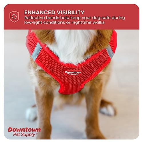 Downtown Pet Supply Step in Dog Harness for Small Dogs No Pull, Large, Red - Adjustable Harness with Padded Mesh Fabric and Reflective Trim - Buckle Strap Harness for Dogs — view 7