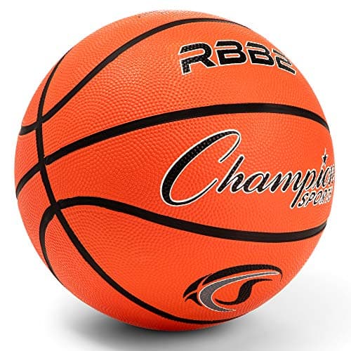 Champion Sports Rubber Junior Basketball, Heavy Duty - Pro Style Basketballs and Sizes - Premium Basketball Equipment, Indoor Outdoor - Physical Education Supplies (Size 5, Orange)