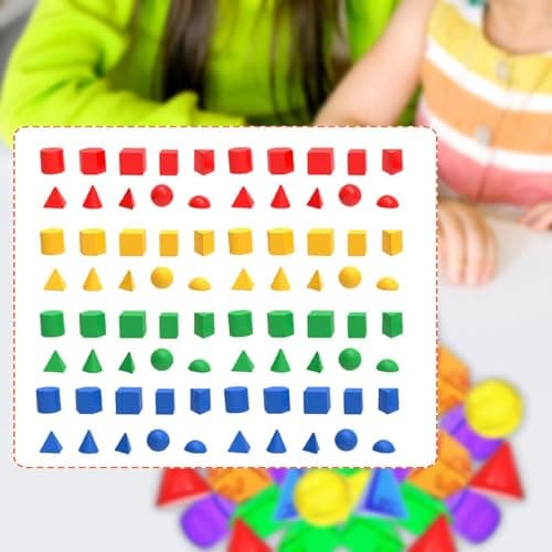 JunZheHub 80Pcs 3D Shape Geometric Solids Math Manipulatives for Preschool Elementary — view 3