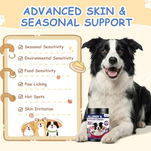 wonmore Dog Allergy Chews, Itchy Skin & Paw Licking Support, Probiotics for Dogs, Immune & Gut Health, Seasonal Allergy Formula, Skin & Coat Health, Chicken Flavor Soft Chews, 200 Ct, BlueRed — view 3