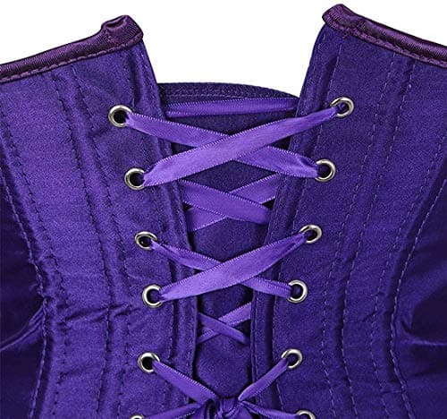 HNGHOU Women's Bustier Corset Top Plus Size Satin Waist Cincher Overbust Bustiers, Violet, XX-Large — view 3