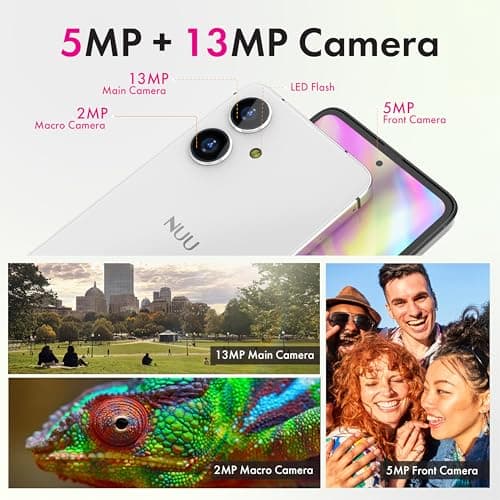 NUU N10 Basic Cell Phone for T-Mobile, Mint, Metro, Qlink, Tello and More 4GB/128GB, Perfect for Teenagers, Dual SIM 4G, Octa-Core 6.6" 90Hz HD+, Unlocked Phones Android Phone 15, US Warranty (White) — view 4
