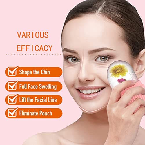 XHJRI Ice Cube Roller Massager for Face, Eyes and Neck Naturally Conditioning and Skin Care,De-Puff Eye Bags,Reduce Migraine Pain,Reusable Massage Silicone Ice Mold (Pink) — view 3