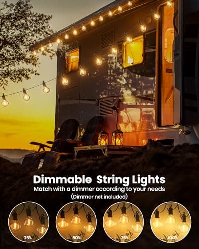 Outdoor String Lights 25 Feet G40 Globe LEDs Patio Lights with 13 Edison LED Bulbs(1 Spare), Waterproof Connectable Hanging Light for Backyard Porch Balcony Party Decor, E12 Socket Base, Black — view 2