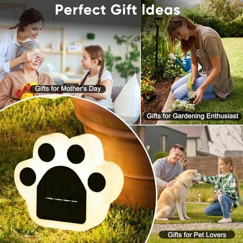 Solar Paw Print Lights 4 Pack, Outdoor Waterproof Solar Garden Lights, Lawn Patio Pathway Decorative Lights, Pet Dog Lovers Gifts for Women Mom Mother's Day — view 4