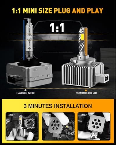 Termitor D1S Light Bulbs, 80,000LM Brightness Output, 6500K Pure Cool White, IP68 Waterproof, 1:1 OEM Fit, 3-Minute Setup, 10-Year Lifespan, Pack of 2 — view 2