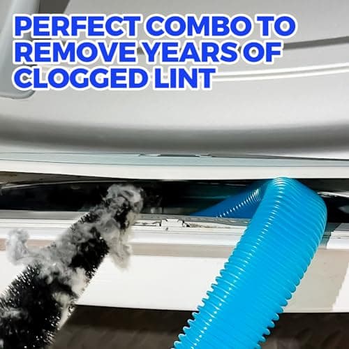 Holikme 2 Pieces Dryer Vent Cleaner Kit, Dryer Lint Vacuum Attachment and Flexible Dryer Lint Brush, Dryer Vent Vacuum Hose Attachment,Blue — view 4