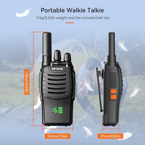 Retevis H777H Walkie Talkies Long Range for Adults, Sturdy 2 Way Radios,Shatterproof Hidden Display, Type-C Charging,VOX, SOS Alarm, Flashlight, License-Free, Two Way Radio for Camping Hiking(2 Pack) — view 5