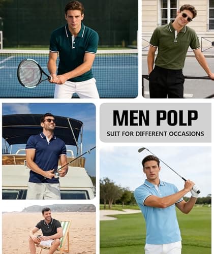 ZITY Men Polo Shirts Short Sleeve with Pocket Golf Polo Wicking Shirts for Men Casual Collared T-Shirts