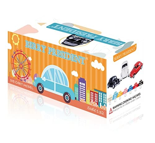 Berry President 1967 Classic Beetle Bug Vintage 1/32 Scale Diecast Metal Pull Back Car Model Toy for Gift/Kids (Beige) — view 2
