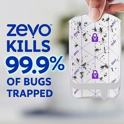 Zevo Flying Insect Traps - Plug-in Indoor Fly Trap and Bug Light Trap Refill with Blue and UV Light - No-Mess Cartridge for House Flies, Fruit Fly Trap and Gnats (2 Plug-in Bases and 2 Cartridges) — view 5