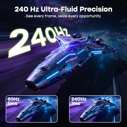 Amzfast 24" Curved Gaming Monitor, 240Hz 1ms 1080P, Adaptive Sync, 124% sRGB, 3000:1, HDR, 1500R, HDMI 2.0 & DP 1.4, Ultra-Slim Base – Keyboard Slides Underneath, Desk Space Saved – AMZG24C1 Pro