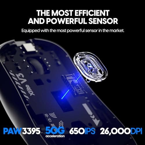 Pulsar Gaming Gears Xlite V3 Wireless Gaming Mouse - Ultra Lightweight 55g, Right Hand, 2.4GHz, 1KHz Polling Rate, PAW3395 26K DPI Sensor, Up to 100 Hours of Battery Life - Black — view 4