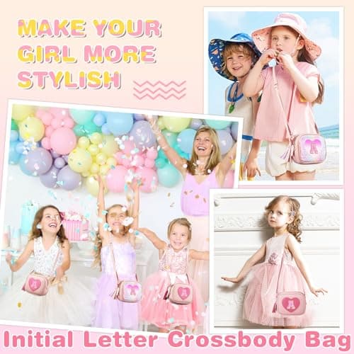 Birthday Gifts for 2 3 4 5 6 7 8 9 10 Year Old Girl,Cute Little Girl Purse Toddler Purse for Kids Wallet,Small Initial Shoulder Crossbody Bag,Personalized Christmas Gift for Daughter Baby(Pink,A)