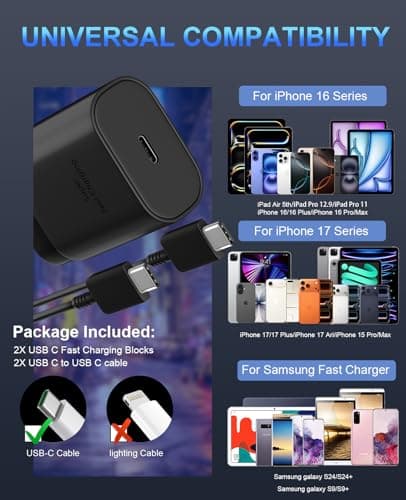 30W USB C Phone 15 Charger Fast Charging Block for iPhone 15/15 Pro Max/15 Pro/15 Plus/Samsung Galaxy S23 Ultra/S23/S23+/S22/S22 Ultra/S22+/S21 Ultra/S20 Ultra/Note 20 & 6.6Ft USB C Charger Cable — view 5