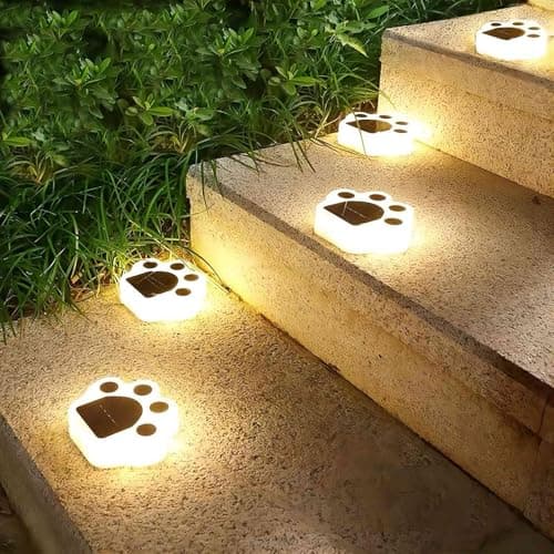 Solar Paw Print Lights 4 Pack, Outdoor Waterproof Solar Garden Lights, Lawn Patio Pathway Decorative Lights, Pet Dog Lovers Gifts for Women Mom Mother's Day