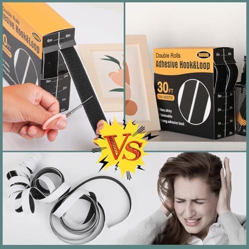Navona 30Ft x 1 Inch Hook and Loop Strips with Adhesive, Heavy Duty Self Adhesive Hook and Loop Tape with Measuring Scale Backing for Home, Office, School & DIY Projects, Black — view 4