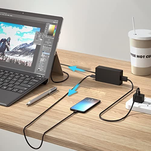 YBRUZRUB 65W Surface Pro Charger Compatible with Microsoft Surface Laptop 2 3, Surface Pro X 11 10 9 8 7 6 5 4 3, Surface Go 2 Go 3, Surface Book 1 2 Microsoft Surface Charger Power Supply Adapter — view 5