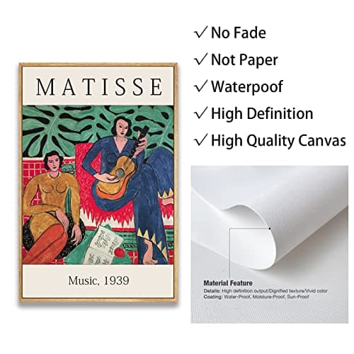 Matisse Wall Art Framed Mid Century Modern Wall Art Decor Aesthetic Pictures - Minimalist Canvas Prints - Gallery Henri Matisse Canvas painting 12"x16" Natural Framed — view 5