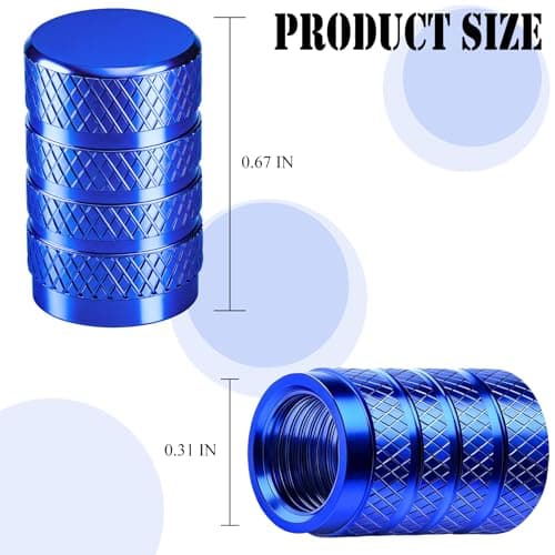 MEAJOO 8PCS Tire Valve Stem Caps, Dust Proof, Anodized Aluminum Universal Tire Valve Stem Covers for Cars, SUV, Trucks, Bikes, Motorcycles, Bicycles(Blue)