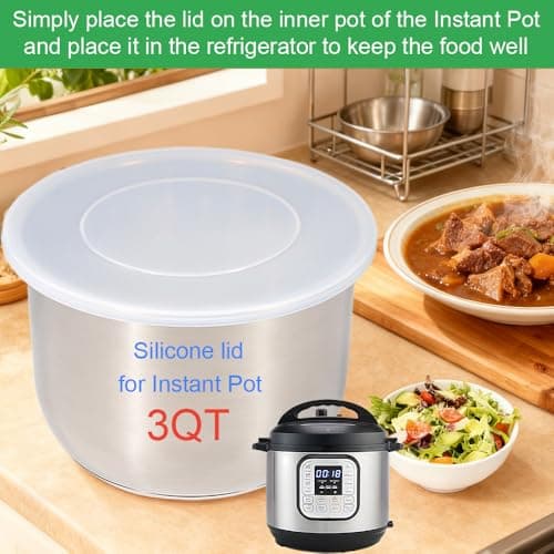 Silicone Lid for Instant Pot 3 QT, 8.1IN Reusable Pot Cover for Instant Pot 3 Quart, Lid 3 qt for Instantpot, Reusable Silicone Lid for Bowl & Food Cover, Accessories for Instapot, Transparent White — view 3