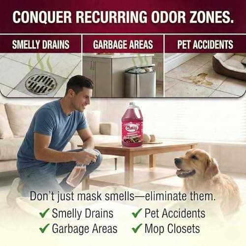 atoms-Bio CHERRY 3-in-1 Odor Eliminator & Sanitizer Concentrate – Industrial Cleaner & Deodorizer for Floors, Carpets, Bathrooms, Drains, Garbage, Pet Odors - CFIA Accepted - 3.78 L -Made in Canada — view 5