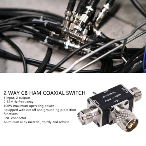 Marhynchus 2 Way Coaxial Switch, Aluminum Alloy 2 Way Coax Switch with M Female TX M Male Connectors for YouKits HF VHF UHF CB Ham Radio — view 3