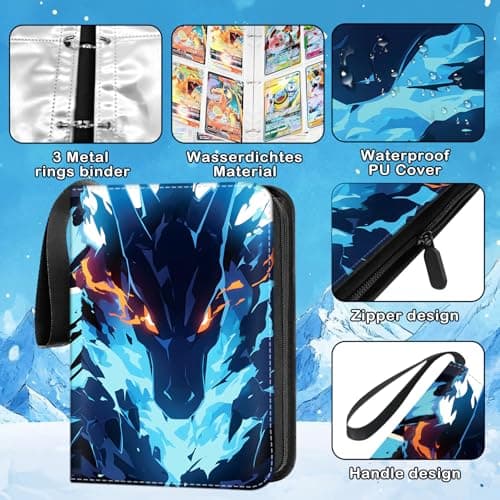 Trading Card Binder, 400 Pockets Portable Card Binder, Card Collector Album, with 50 Removable Sleeves Card album, Used for Cards collection and presentation, Gift for Kids 50PCS Page — view 2