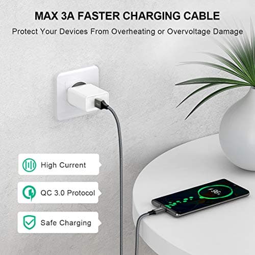 etguuds USB A to USB C Cable 6ft, 2-Pack, 3A Fast Charging Type C Charger Cord for iPhone 17 16 15 Pro Max 16e 17 Air, Samsung Galaxy S25 S24 S23 S22 S21 S20 A17 A16 A56 A55 Flip Fold, Gray — view 2