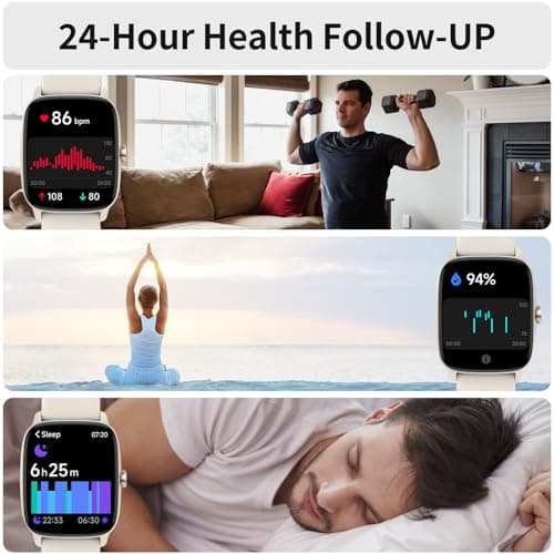 Smart Watches for Men Women with Bluetooth Calling, Heart Rate Sleep Monitor, 1.85 Inch Screen, DIY Dial, 100+ Sports Modes, AI Built-in Fitness Tracker, IP68 Waterproof, Smartwatch for Android iPhone — view 6