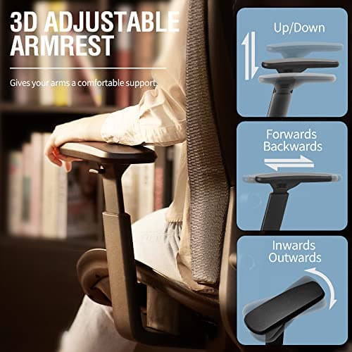 ELABEST T96 Mesh Office Chair,Ergonomic Computer Desk Chair,Sturdy Task Chair- Adjustable Lumbar Support & Armrests,Tilt Function,Comfort Wide Seat,Swivel Home Office Chair — view 5