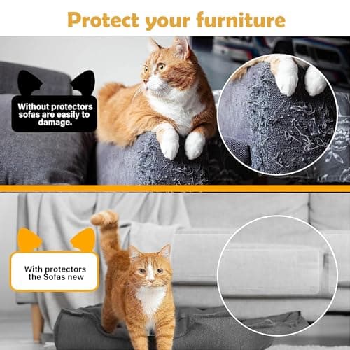 Cat Scratch Protector 7.87" x 197" Self-Adhesive Single Side Furniture Protectors from Cats Scratch, Cat Couch Scratch Protector, Transparent DIY Cutting Anti Scratch Furniture — view 2