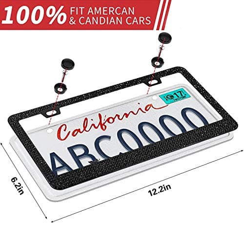 Bling License Plate Frame for Women, 1PCS Sparkly License Plate Frames| Over 1200 pcs 14 Facets Bedazzled Clear Glass Diamond Rhinestone Crystals w/Free Glitter Diamond Box (Black) — view 5