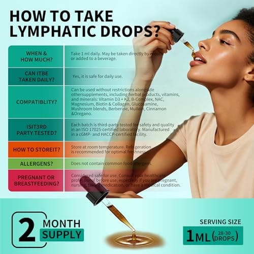 Lymphatic Drainage Drops – Lymphatic Complex with Burdock Root & Echinacea | Drainage Lymphatique, Safe and Natural, Lymphatic Drainage (2 Bottles, 2 fl oz/bottle) — view 2
