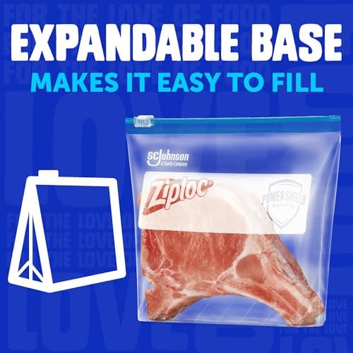 Ziploc Large Food Storage Freezer Slider Bags, Power Shield Technology for More Durability, Freezer and Microwave Safe, 10 Count — view 4