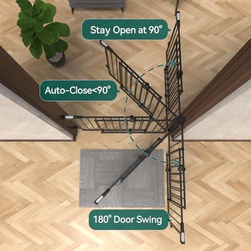 Babelio 26-43" Auto Close Baby/Dog Gate for Stairs, 2-in-1 Easy Swing Doorway and Hallway Pet Gate, with Extra-Wide Walk Thru Door and Threshold-Free Design, Black — view 4