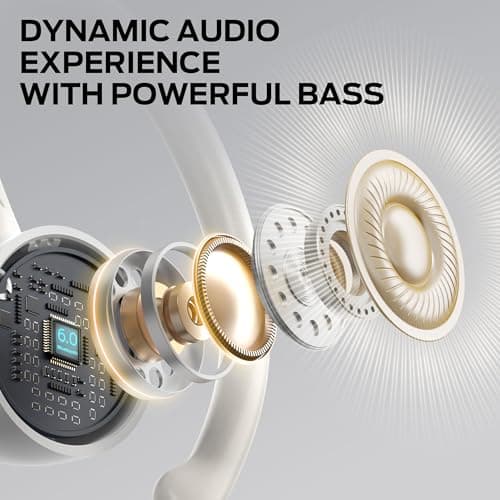 Monster N-Lite 216 Wireless Earbuds, Sports Ear Buds with Earhooks, ENC Noise Cancelling Mic,IPX6 Waterproof. Bluetooth 6.0 Headphones Stereo Bass Ear Buds 48H Playtime with LED Display White — view 3