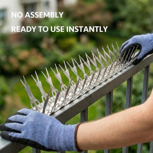 OFFO Bird Spikes, Stainless Steel Pigeon Spikes for Outside to Keep Bird, Crows and Woodpeckers Away, Covers 40 Feet（12m） — view 4