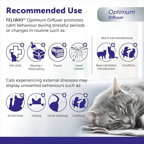 FELIWAY Optimum Diffuser Refill, Promotes Calmness AND Harmony in Cats & Kittens, VHP Registered NN.P5V2, includes 1 Refill, Lasts 30 Days, Cat Calming Pheromones, 48ml — view 3