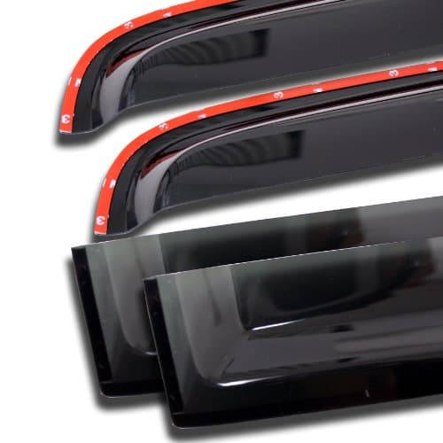 TuningPros WV-981 Outside Mount Window Visor Deflector Rain Guard Dark Smoke 4 Pcs
