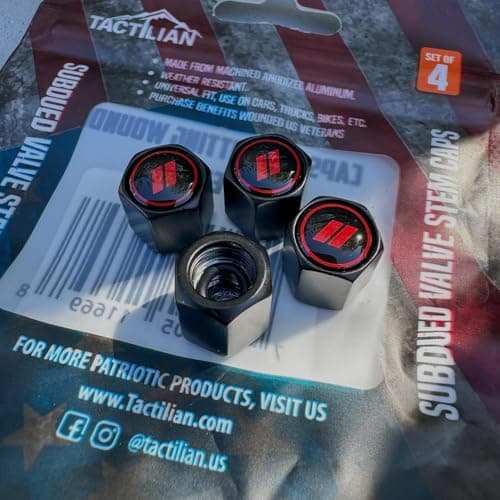 TACTILIAN Red Tire Valve Stem Caps for Dodge Tire Valve 4 Pack | Leakproof Aluminum Tire Valve Caps with Rubber O-Ring Compatible with Dodge Valve Stem Caps for Challenger, Charger, Ram, Durango — view 4