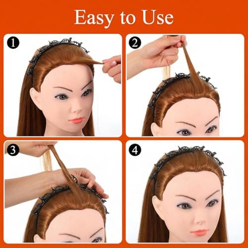 Hpmjz 4 Pcs Headband with Clips Bangs Hairstyle Hairpin Headband Professional Weave Bangs Hairstyle Halloween Hairpin Clip Headbands Fashion Bang Clip Toothed Headbands Braid Tool for Women Christmas — view 3