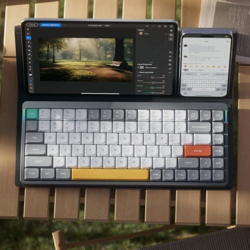 nuphy Air75 V2 Portable 75% Mechanical Keyboard,Wireless Keyboard,Supports Bluetooth/2.4G/USB-C RGB Bluetooth Keyboards,Compatible with Windows/Mac OS/Linux Systems-Grey Gateron Wisteria Switch — view 2