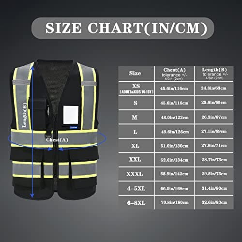11 colors available Customize Logo black reflective vest High Visibility Reflective Safety Vest for Women Men High Visibility Security with Pockets Zipper Front Meets ANSI/ISEA Standards — view 5