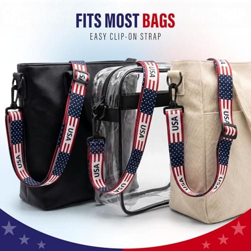 Crossbody Purse Strap Replacement for Clear Bag for Stadium Events – Adjustable 1.5” Wide Woven Strap for Stadium Bags, Tote & Handbags – Game Day, Soccer, Concerts & 250 Anniversary - (USA Design) — view 4