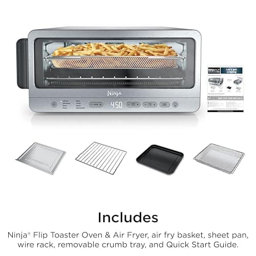 Ninja Air Fryer Toaster Oven Combo | 8-in-1 Functionality | Flip Up & Away for Storage Space | Air Fry Basket, Sheet Pan, Wire Rack & Removable Crumb Tray |1800 Watt | Stainless Steel | SP151 — view 9