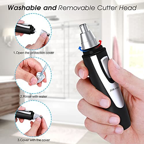 Ear and Nose Hair Trimmer Clipper - 2026 Professional Painless Eyebrow & Facial Hair Trimmer for Men Women,Battery-Operated Trimmer with IPX7 Waterproof,Dual Edge Blades for Easy Cleansing Black — view 4