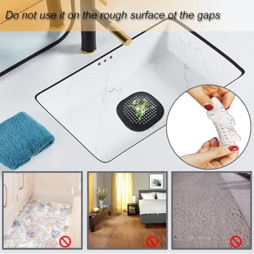Bovinde Hair Drain Catcher,Square Cover for Shower 2 Pack (Black)